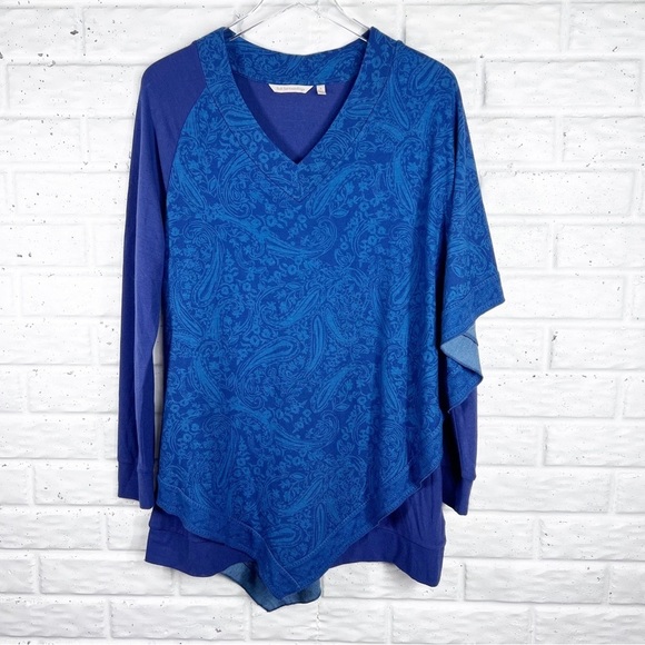 SOFT SURROUNDINGS Blue V-Neck Tunic - Picture 2 of 8